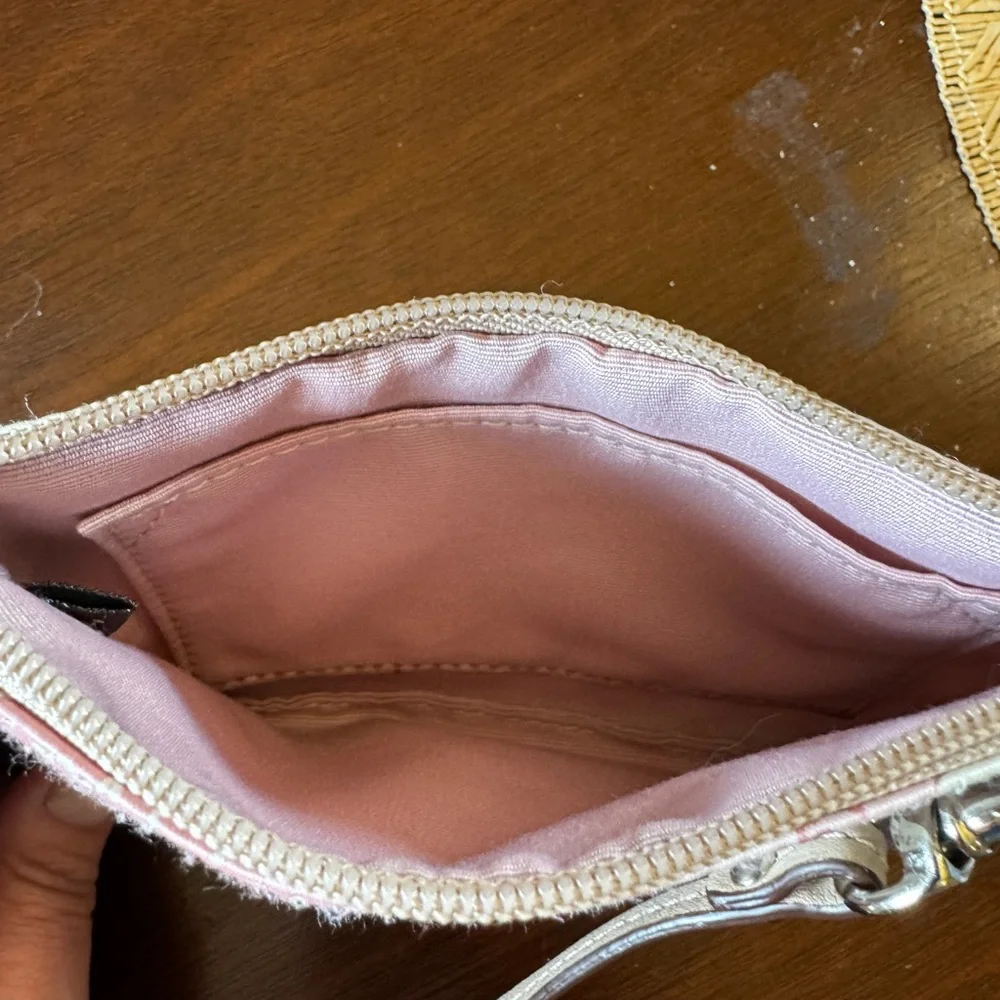 Coach Pink and Brown Poppy Circle Pattern Wristlet Y2K